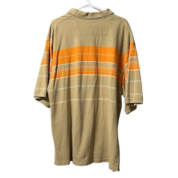 Sean John‎ Polo Shirt Men 3XL Tan Orange White Striped Color Block Y2K Preppy - Picture 2 of 10